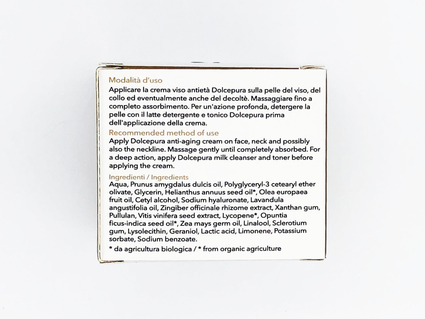 Cremă de îngrijire a FEȚEI "LA CURA" (cu extract de opuntia, licopen și acid hialuronic cu greutate moleculară mică). Origine organică și vegetală