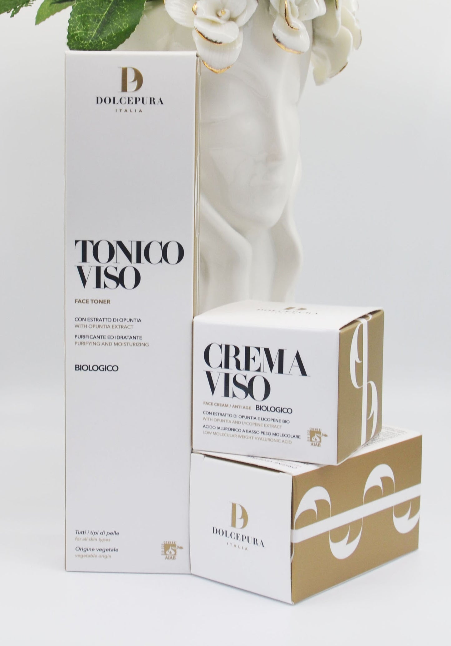 Tónico facial y conjunto de crema "GENTIL" (a partir de ingredientes orgánicos italianos) producción artesanal. Certificado AIAB ecobium