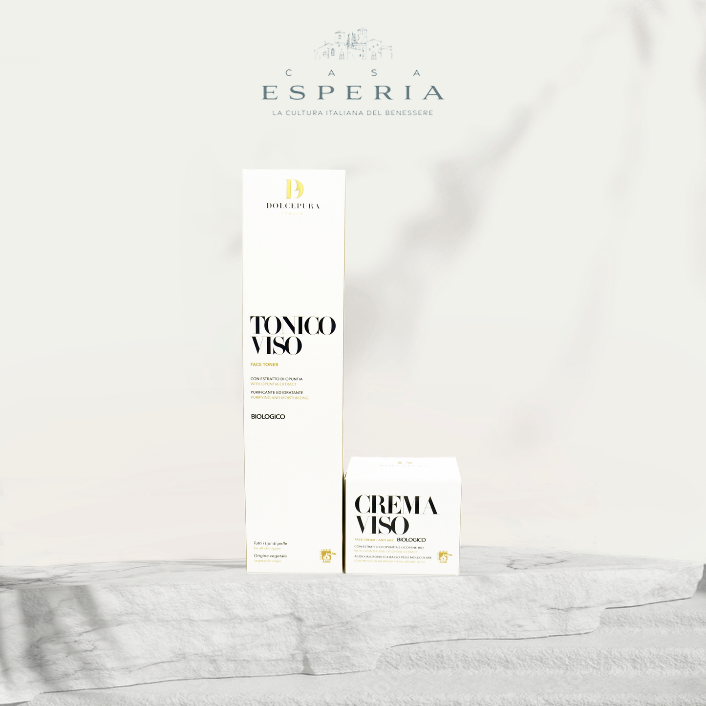 Tónico facial y conjunto de crema "GENTIL" (a partir de ingredientes orgánicos italianos) producción artesanal. Certificado AIAB ecobium