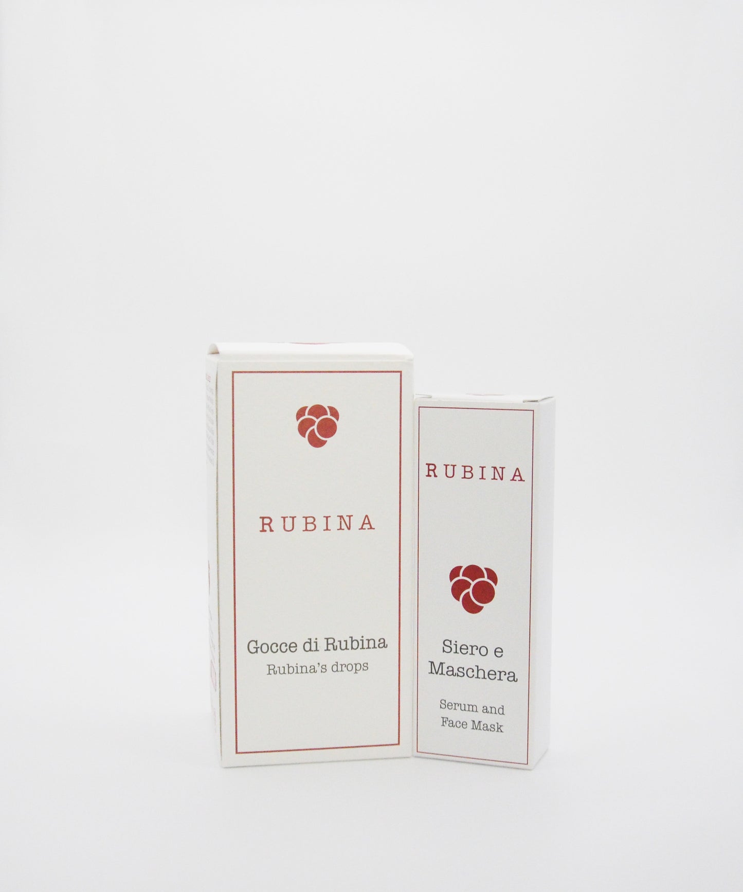 Rubina set "PERFEZIONE" - 2 products for 6 needs (essence, mask, serum BODY and FACE/EYES). Small-scale production. Made in Italy. Precious oils, grape extract, cucumber