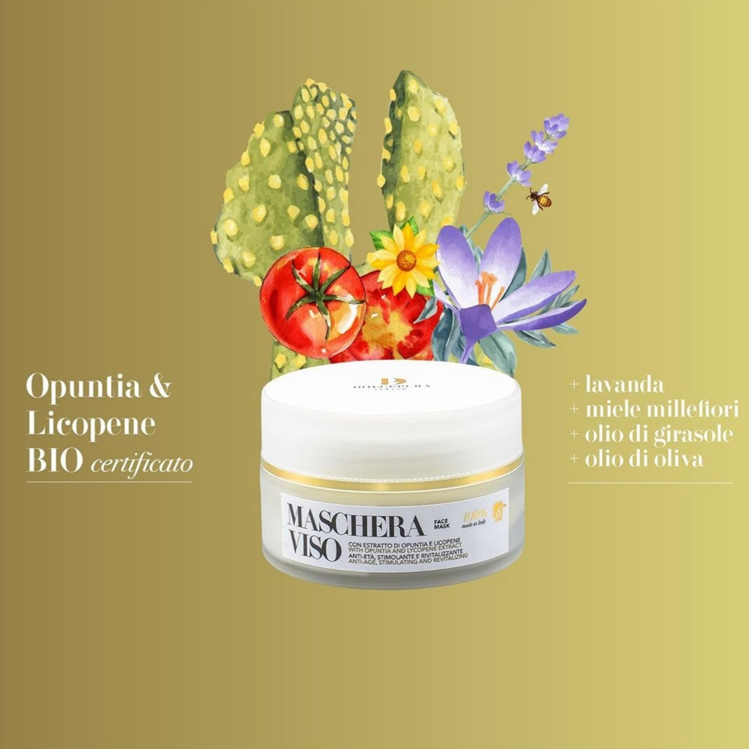 GESICHTS Kosmetik maske "NATÜRLICH SCHÖN"-Bio-Lycopin-Opuntia (Anti-Aging, stimulierend und regenerierend).  Bio-und pflanzliche Herkunft