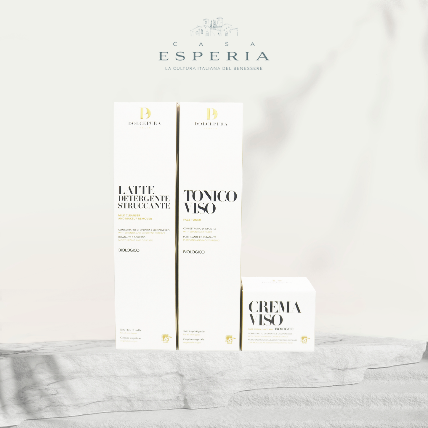 FAȚĂ set "UNICA" lapte demachiant, tonic și crema de față (cu opuntia organica și licopen) de mică producție italiana. Fără parabeni, parfum artificial, petrol, silicon, coloranți